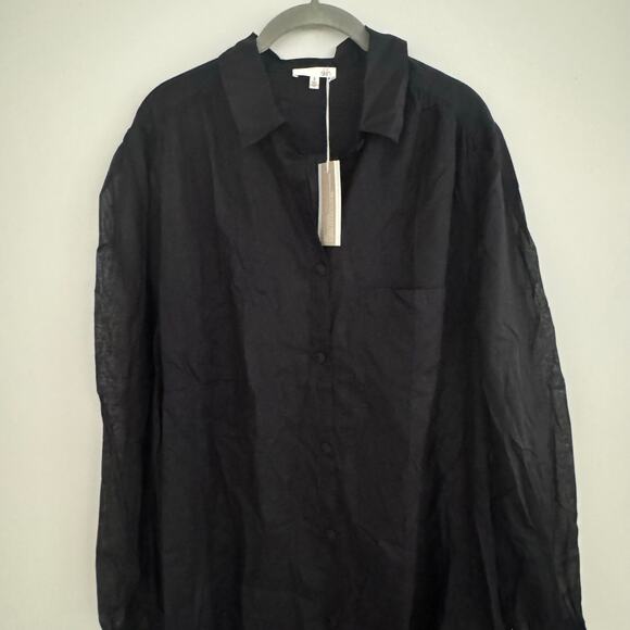 Skin Button Down Blouse/Coverup in Sheer Black - Picture 3 of 8